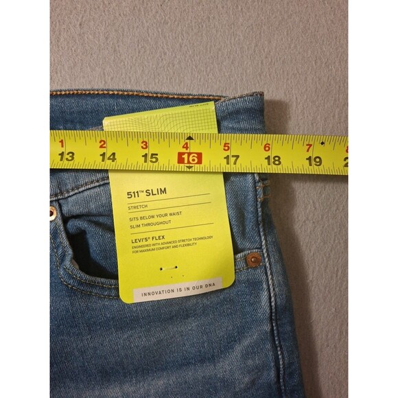 Levi's 511 Jeans Slim 36x232 Blue Performance Stretch Medium Wash Whiskering NWT - Picture 7 of 10